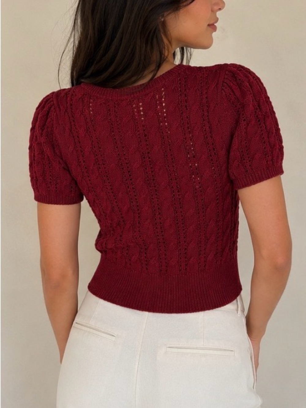 Vigoss - Crop Short Sleeve in Burgundy, Size S - Picture 2 of 7